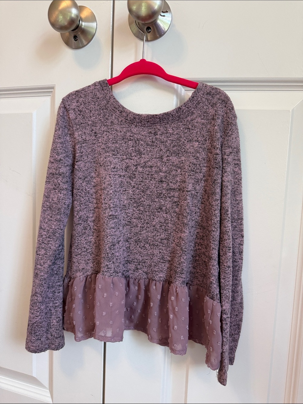 Ten Sixty Sherman Mauve Heathered Ruffle Hem Top